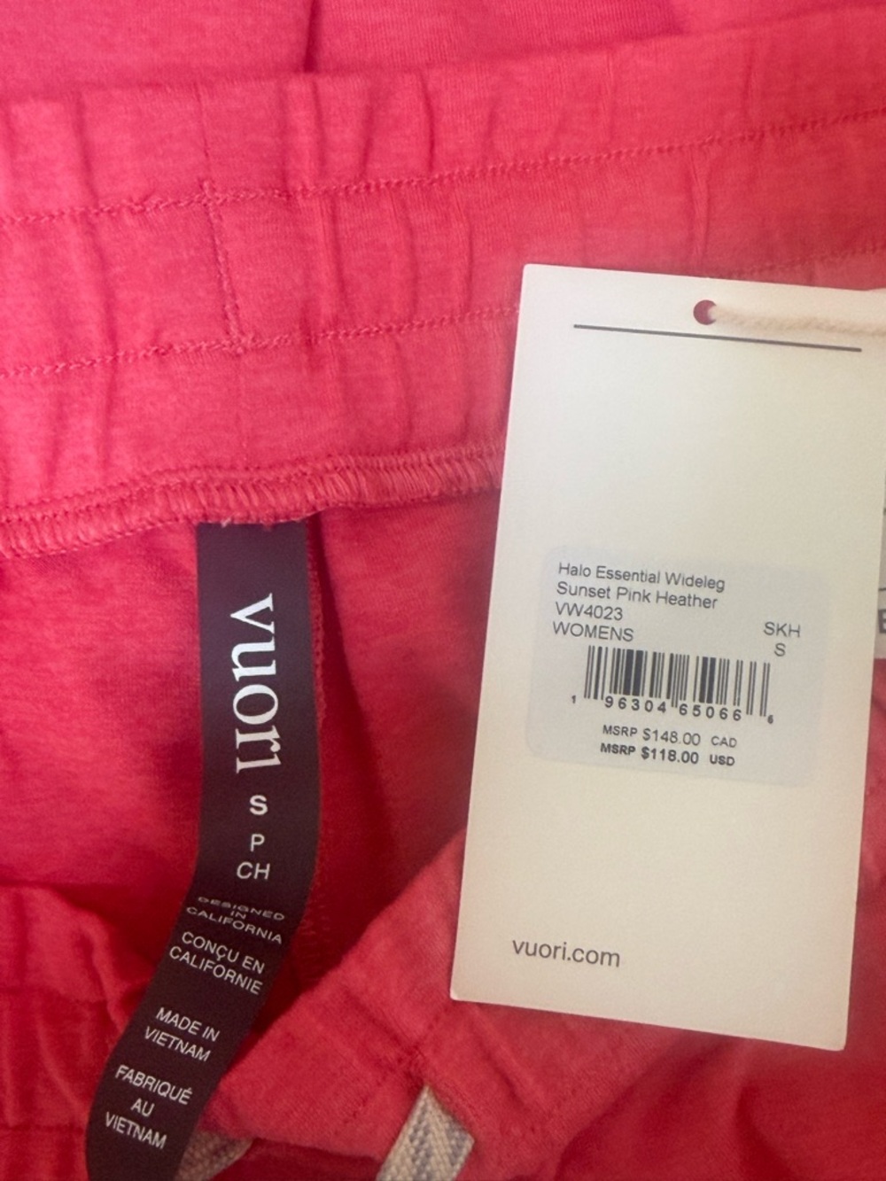 Vuori Halo Essential Wide Leg Pants, Sunset Pink Heather, size S NWT - Picture 6 of 7